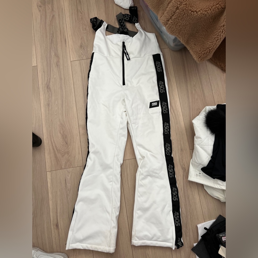 ASOS 4505 white & black ski high waisted ski bib pants salopette - Picture 10 of 12
